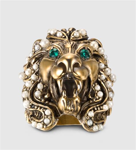 gucci lion bead ring